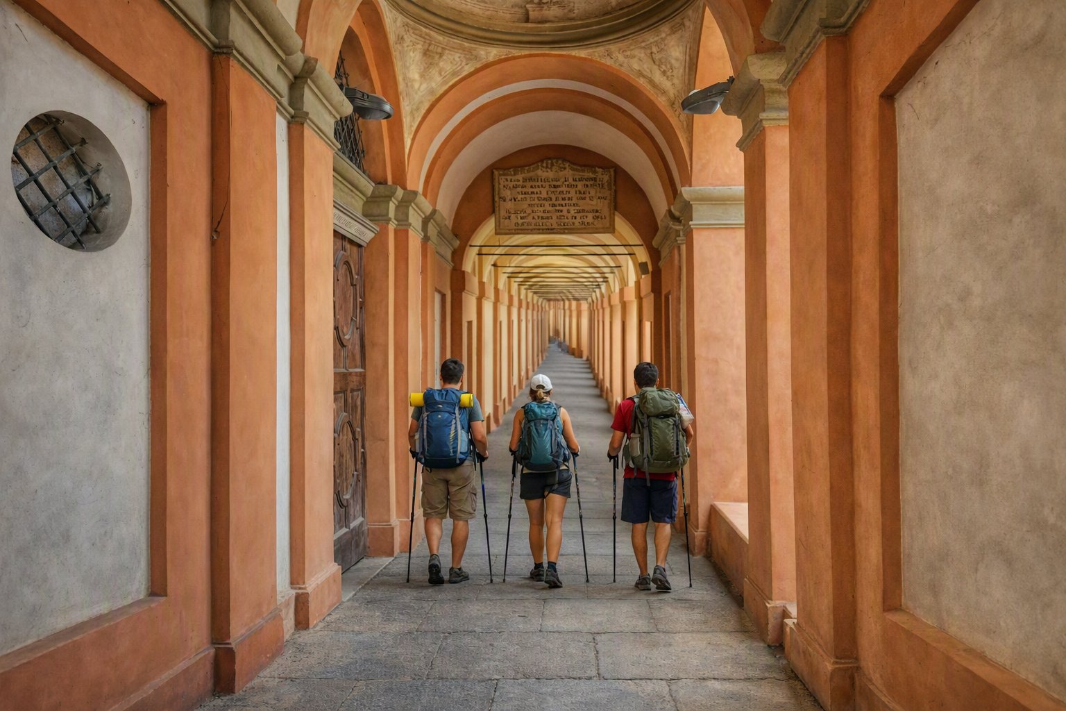 Tre ragazzi in uno dei sei cammini da bologna