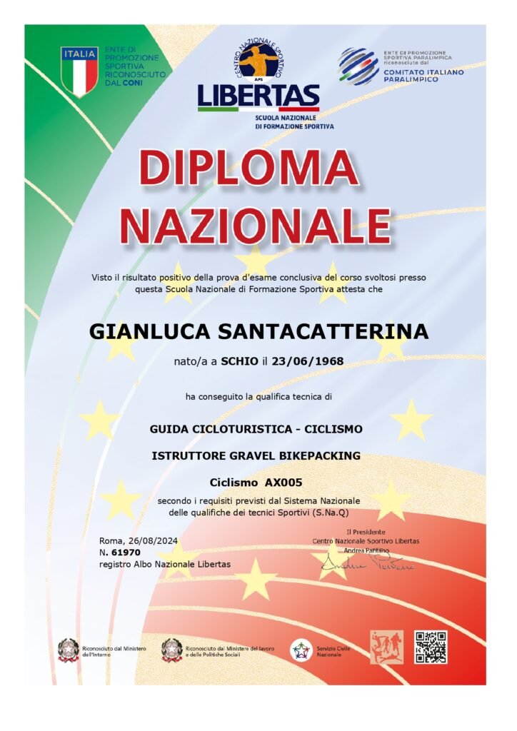 Attestato guida cicloturistica Gianluca Santacatterina