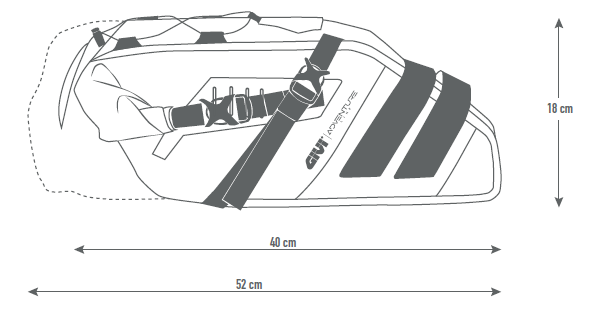 Dimensioni GIVI BIKE HUMP, borsa da sottosella termosaldata e impermeabile, ideale per bikepacking e cicloturismo